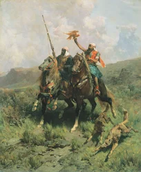 Arabes avec un faucon